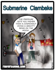 A cartoon about a marijuana clambake inside of a submarine